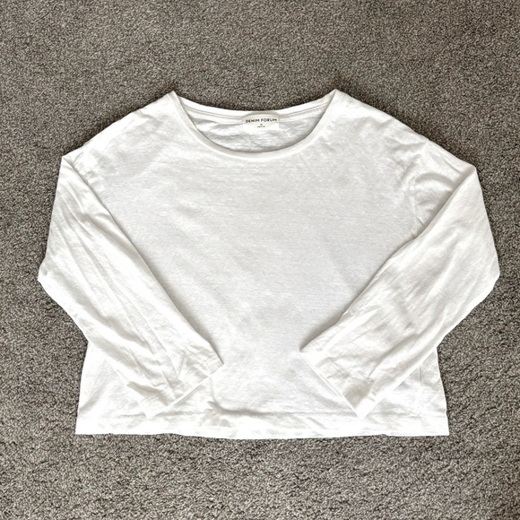 Aritzia Denim Forum Kate Cotton Boxy Cropped Longsleeve - Picture 1 of 6